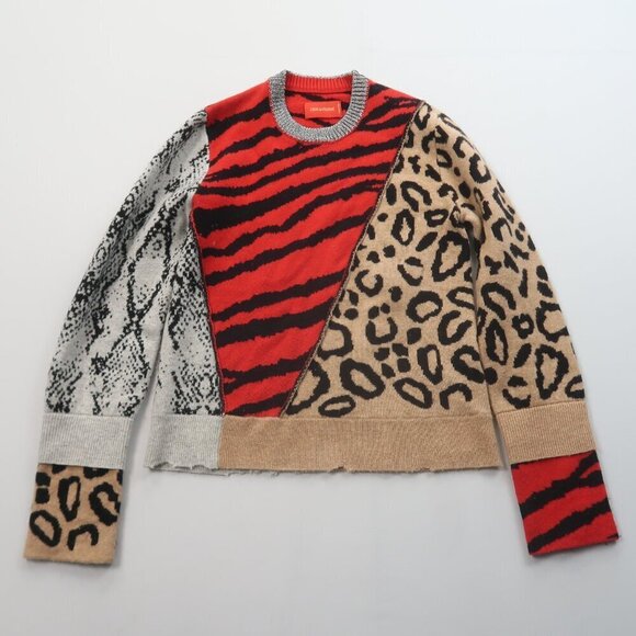 Zadig & Voltaire Delly Bis Cashmere Wool Animal Print Sweater XS - Picture 3 of 11
